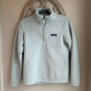 Patagonia Los Gatos worn wear pastel green blue 1/4-Zip Fleece Pullover.